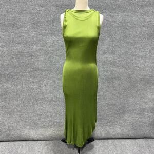 Atlein Collective Dress Womens M Green Sleeveless Crew Neck Bodycon Maxi Stretch